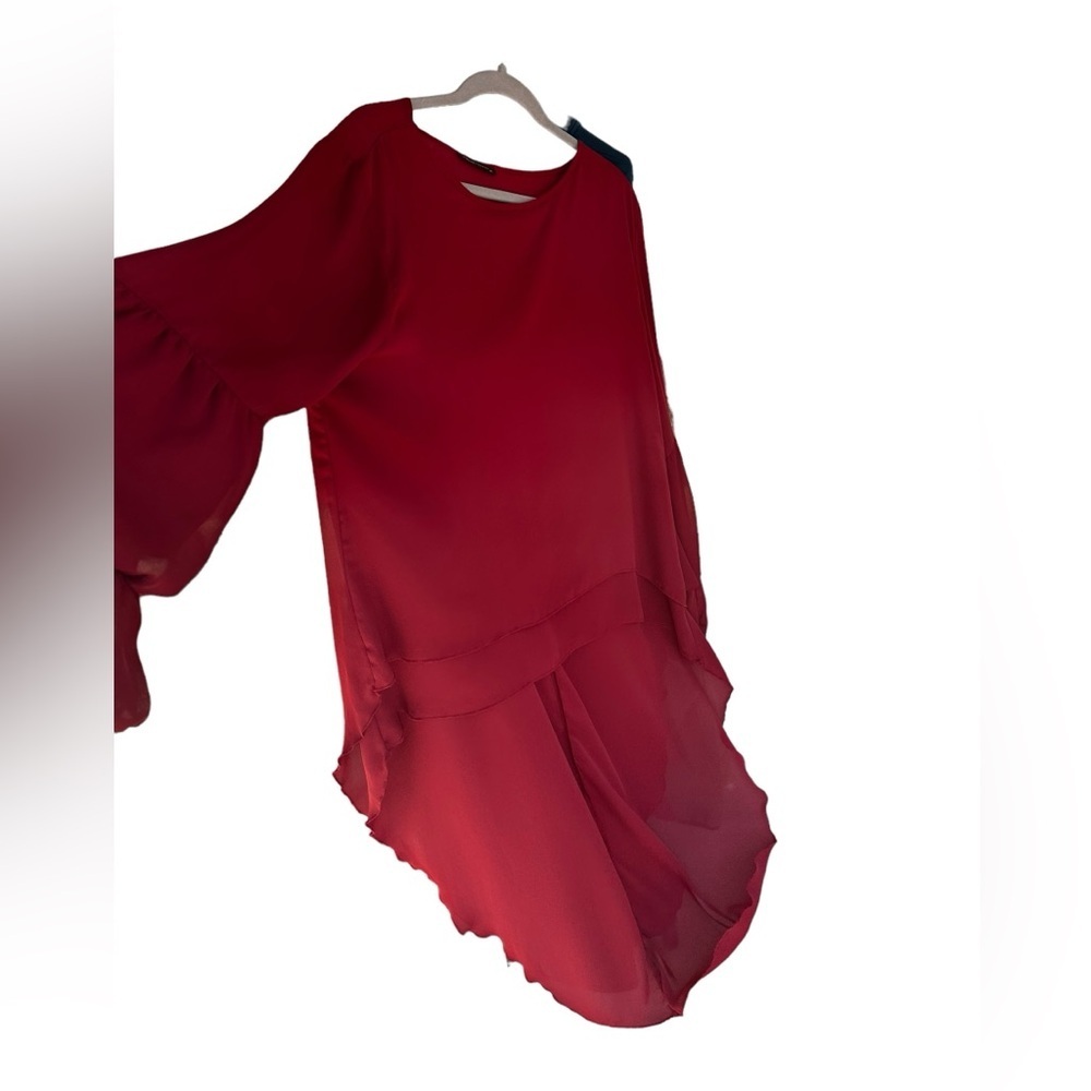 Red Hi-Low Flowy Dress​​ - Picture 2 of 6